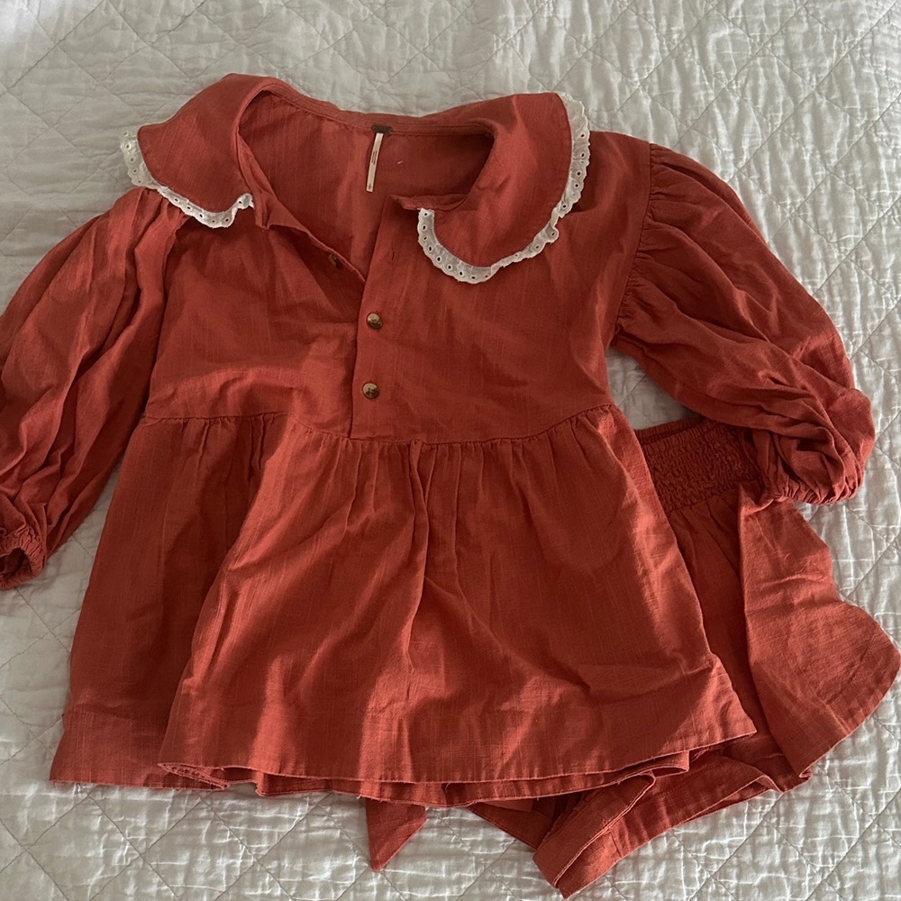 Free People Rust Orange Set with Lace Trim - Picture 3 of 9